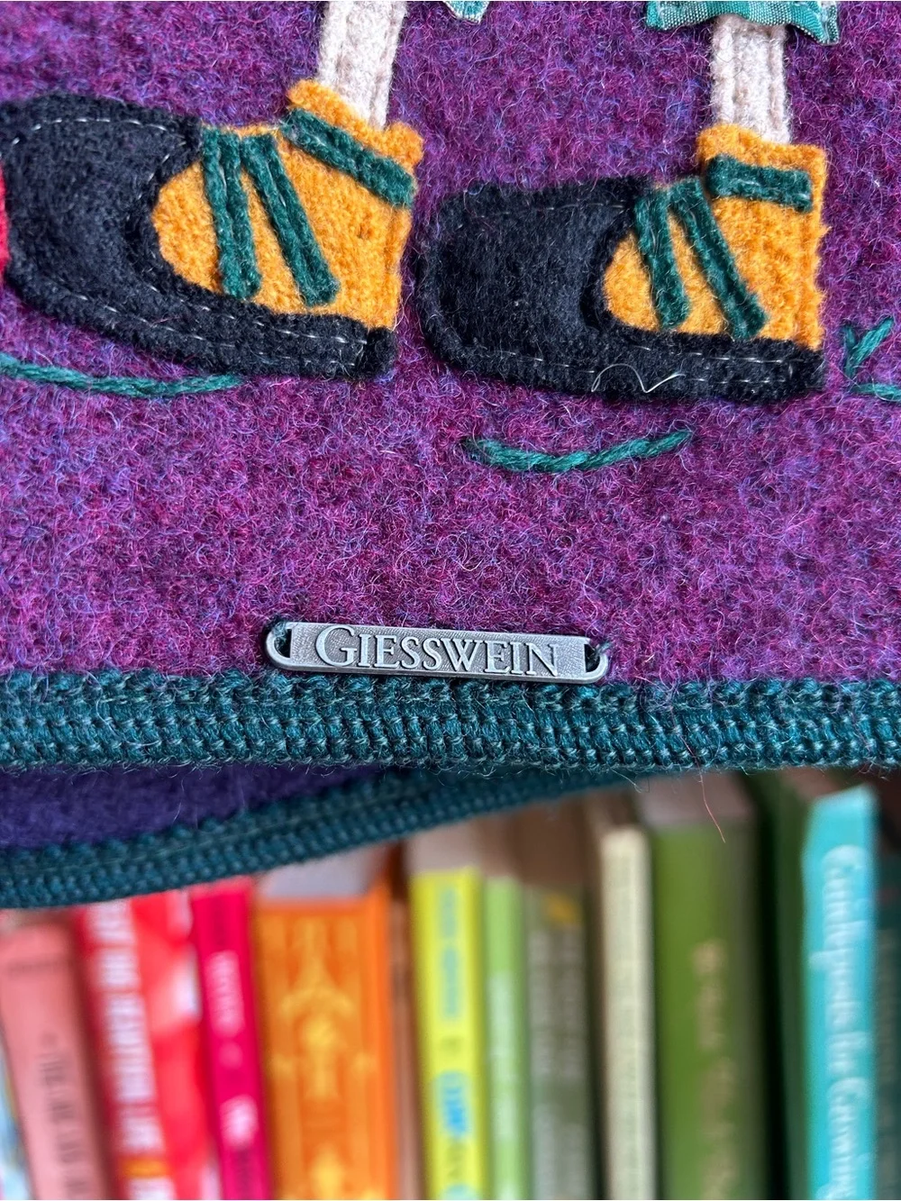 Giesswein Purple & Teal Kids Wool Pea Coat with Artist Patch